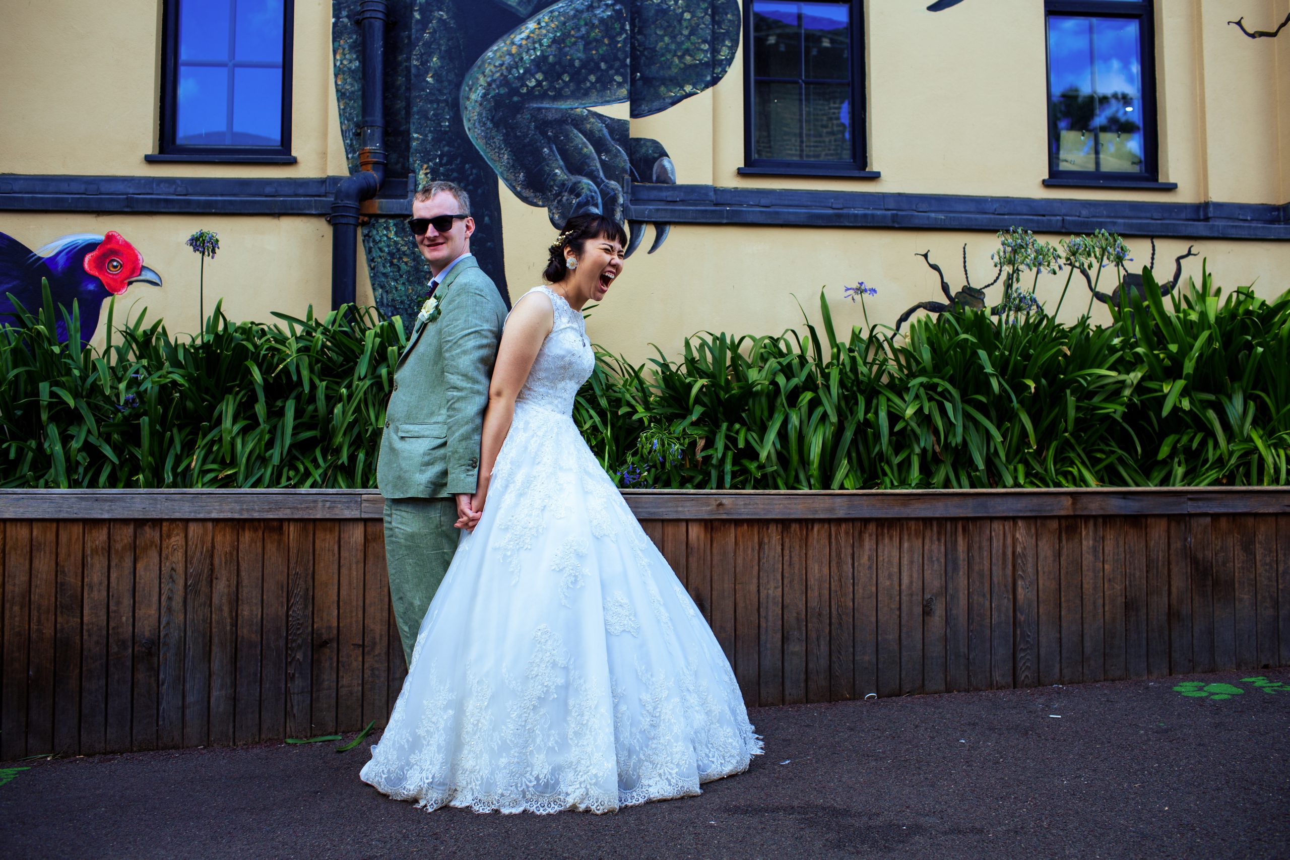 Bride and groom at London zoo